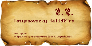 Matyasovszky Melióra névjegykártya